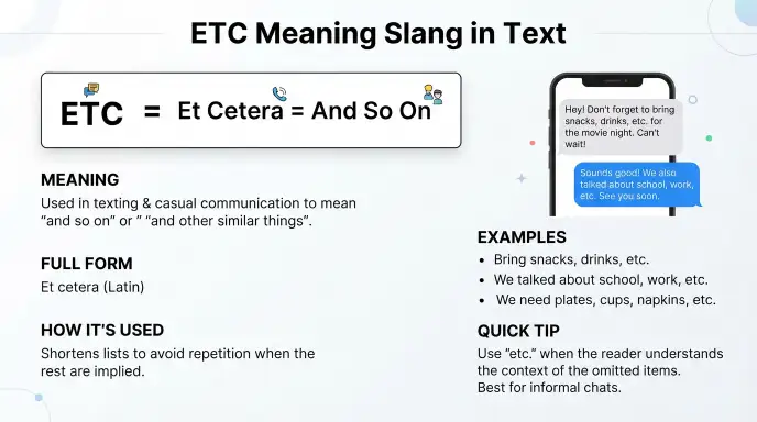 etc meaning slang in text:
