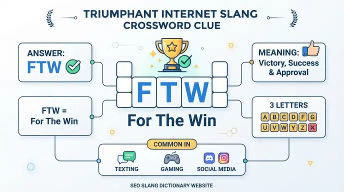 triumphant internet slang crossword clue
