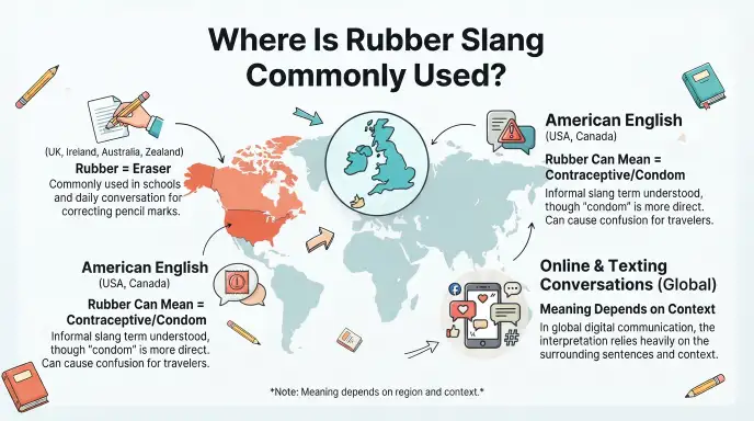 Where Is Rubber Slang Commonly Used?
