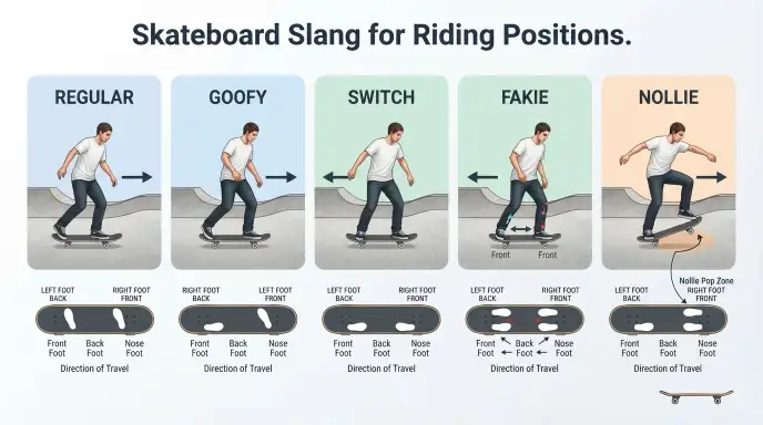 Skateboard Slang for Riding Positions